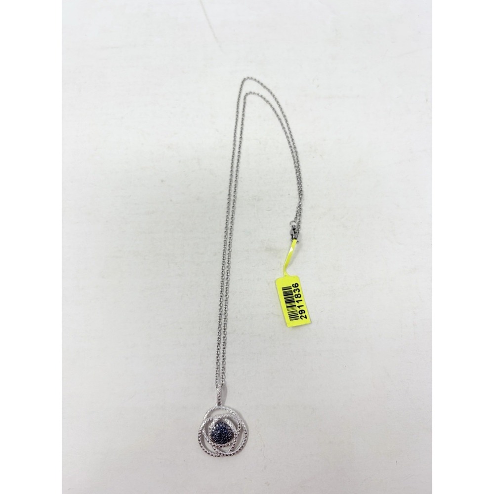 Shop LC Blue Diamond Blue Rhodium & Platinum Pendant with 20in Chain 5579